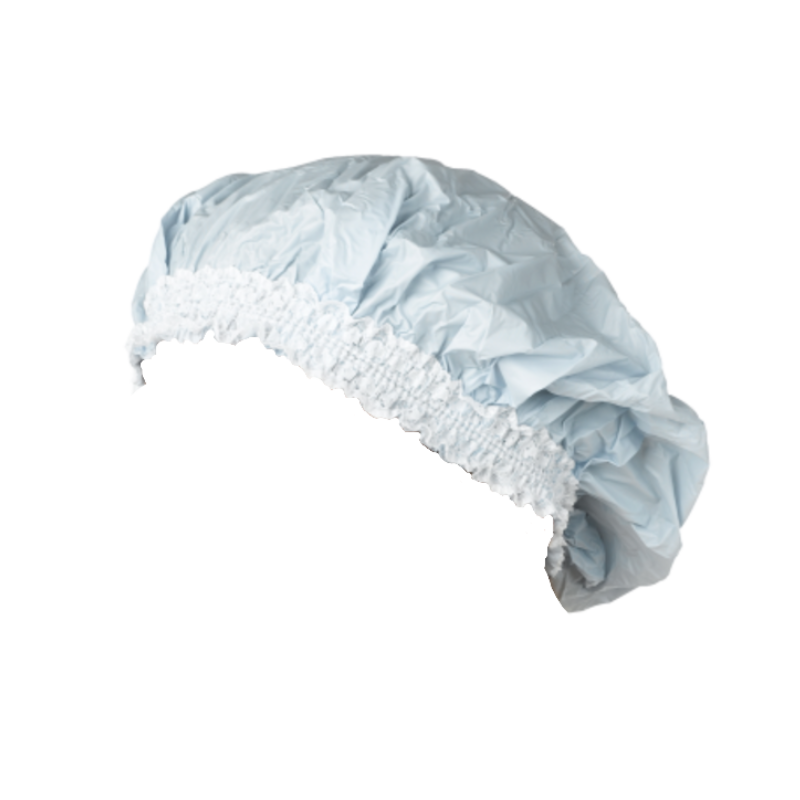 Douchemuts plastic met brede band lichtblauw