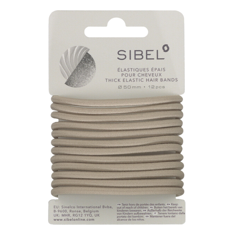 SIBEL Elastische Haarbandjes Bruin Dik 12st