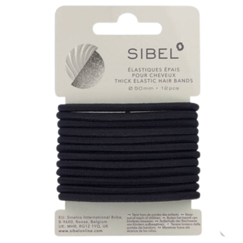 SIBEL Elastische Haarbandjes Bruin Dik 12st