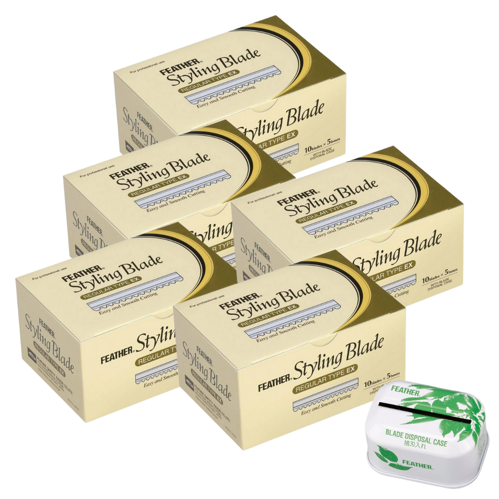 ACTIE - Feather Mesjes voor Snijmes 5x10 Stuks  -  4 doosjes + 1 gratis + Reservoir