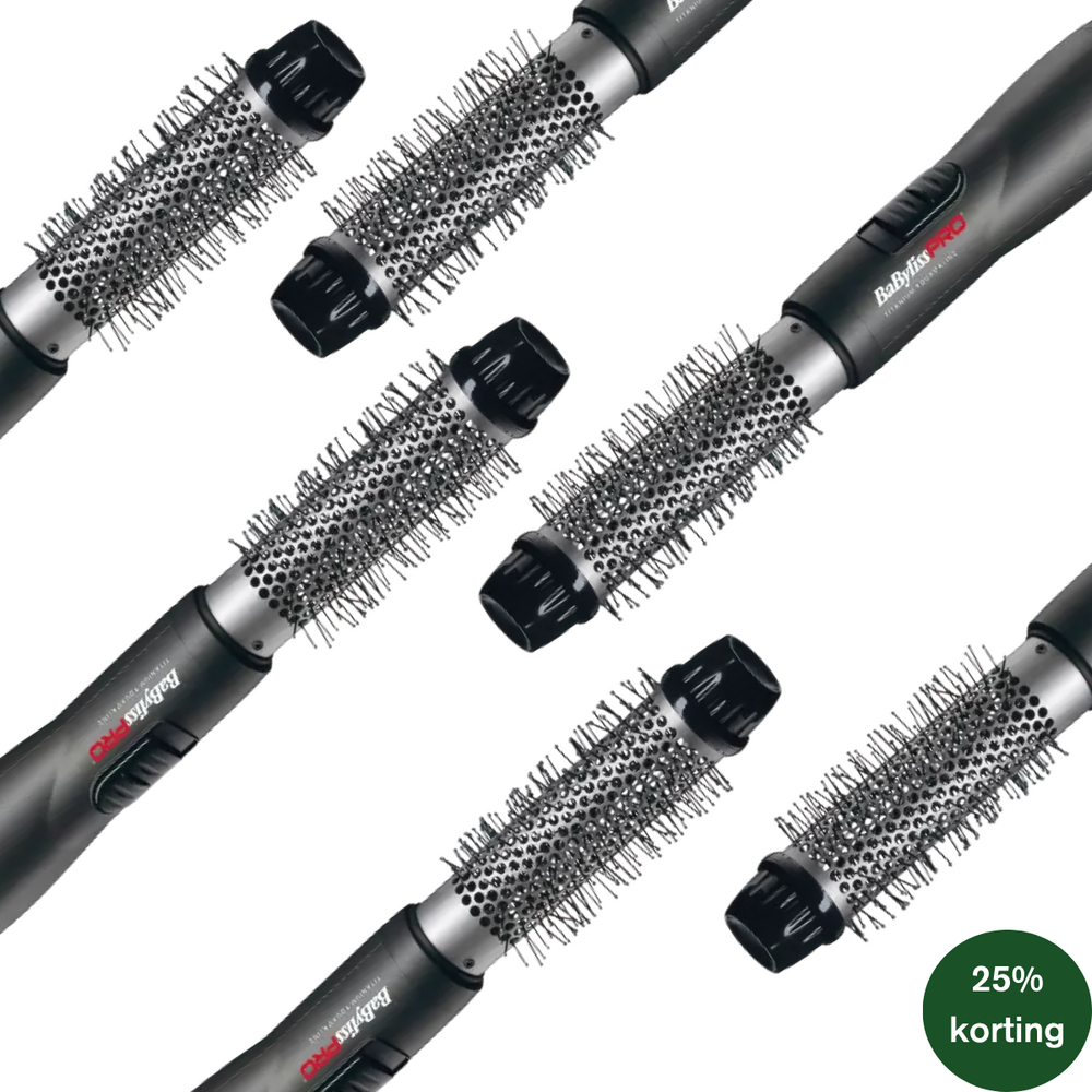 Actie - 6x BabylissPRO Titanium Tourmaline 32mm Krulborstel
