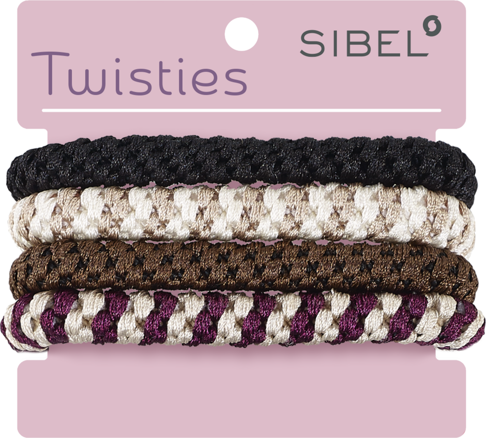 SIBEL Twisties Haarelastiek Multicolor - Bruin 4 stuks