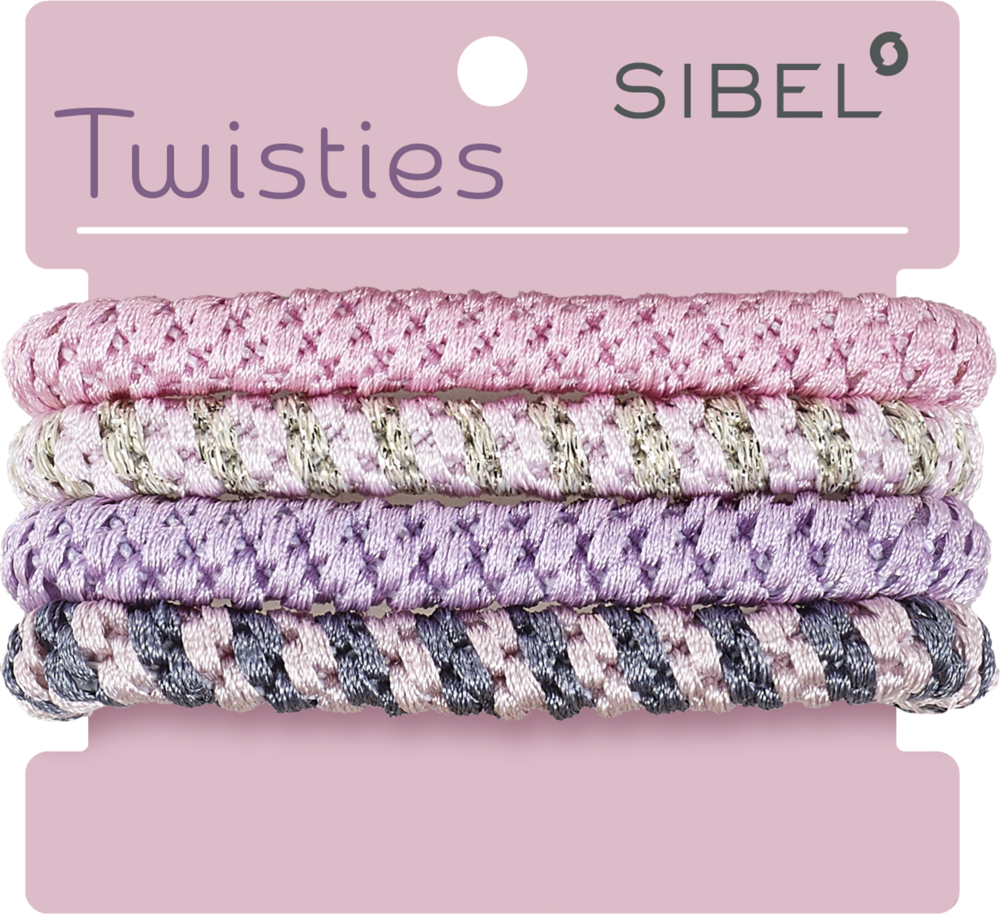 SIBEL Twisties Haarelastiek Multicolor - Roze 4 stuks