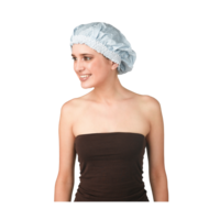 Douchemuts plastic met brede band lichtblauw