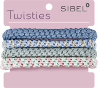 SIBEL Twisties Haarelastiek Multicolor - Blauw 4 stuks