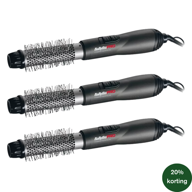Actie - 3x BabylissPRO Titanium Tourmaline 32mm Krulborstel