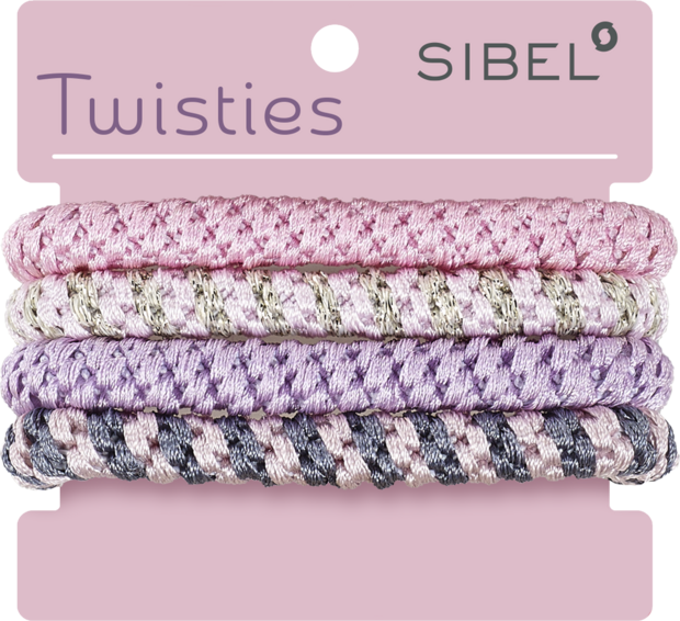 SIBEL Twisties Haarelastiek Multicolor - Roze 4 stuks